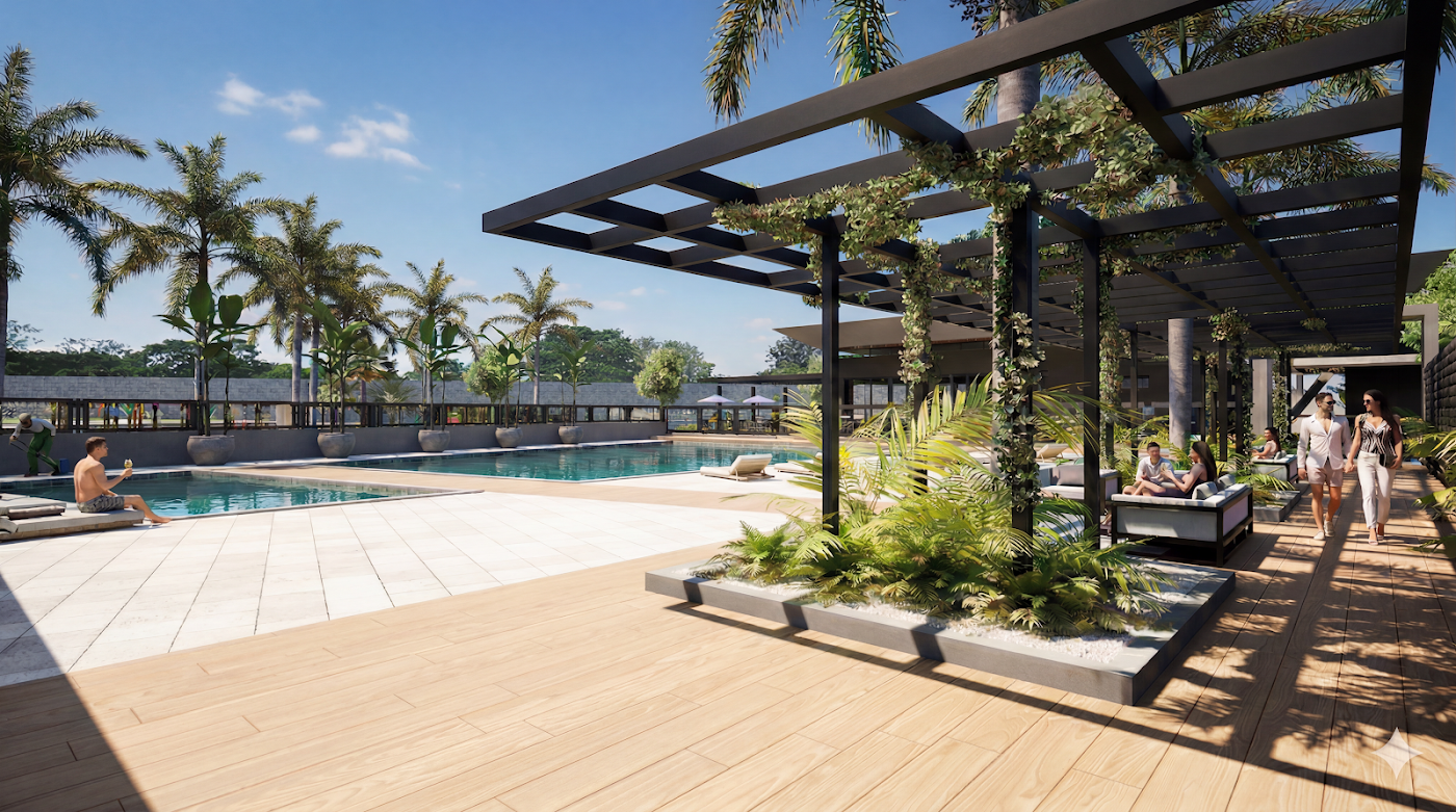 RENDER IA TAKE PISCINA BAR E SALA DE JOGOS Ouro Branco Residence