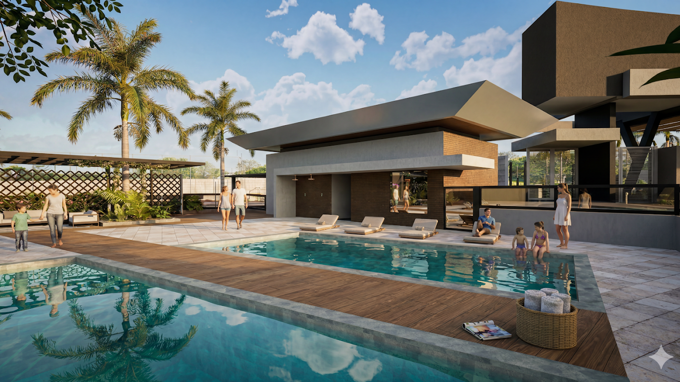 RENDER IA TAKE PISCINA SAUNA, ALTA QUALIDADE Ouro Branco Residence